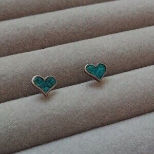 Turquoise Heart Studs 925 silver earrings